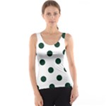 Polka Dots - Deep Green on White Tank Top