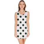 Polka Dots - Deep Green on White Bodycon Dress