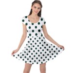 Polka Dots - Deep Green on White Cap Sleeve Dress