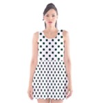 Polka Dots - Deep Green on White Scoop Neck Skater Dress