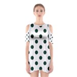 Polka Dots - Deep Green on White Women s Cutout Shoulder Dress