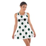 Polka Dots - Deep Green on White Cotton Racerback Dress