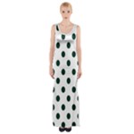 Polka Dots - Deep Green on White Maxi Thigh Split Dress
