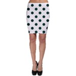 Polka Dots - Deep Green on White Bodycon Skirt