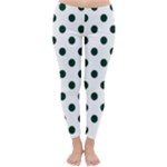 Polka Dots - Deep Green on White Winter Leggings