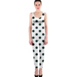 Polka Dots - Deep Green on White OnePiece Catsuit
