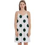 Polka Dots - Deep Green on White Women s Reversible Sports Bra with Border
