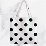 Polka Dots - Deep Green on White Zipper Grocery Tote Bag