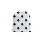 Polka Dots - Deep Green on White Drawstring Pouch (S)