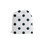 Polka Dots - Deep Green on White Drawstring Pouch (M)