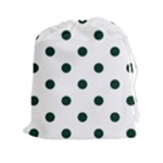 Polka Dots - Deep Green on White Drawstring Pouch (XXl)