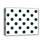 Polka Dots - Deep Green on White Deluxe Canvas 14  x 11  (Stretched)