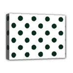 Polka Dots - Deep Green on White Deluxe Canvas 16  x 12  (Stretched)