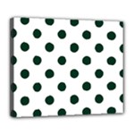 Polka Dots - Deep Green on White Deluxe Canvas 24  x 20  (Stretched)