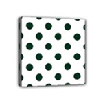 Polka Dots - Deep Green on White Mini Canvas 4  x 4  (Stretched)