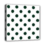 Polka Dots - Deep Green on White Mini Canvas 8  x 8  (Stretched)