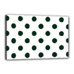 Polka Dots - Deep Green on White Canvas 18  x 12  (Stretched)