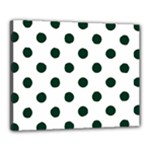 Polka Dots - Deep Green on White Canvas 20  x 16  (Stretched)