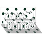 Polka Dots - Deep Green on White Happy Birthday 3D Greeting Card (8x4)