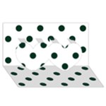 Polka Dots - Deep Green on White Twin Hearts 3D Greeting Card (8x4)