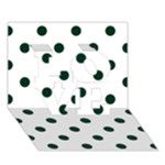 Polka Dots - Deep Green on White LOVE 3D Greeting Card (7x5)