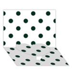 Polka Dots - Deep Green on White Heart Bottom 3D Greeting Card (7x5)