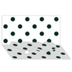 Polka Dots - Deep Green on White Twin Heart Bottom 3D Greeting Card (8x4)