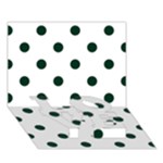 Polka Dots - Deep Green on White LOVE Bottom 3D Greeting Card (7x5)