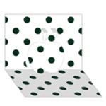 Polka Dots - Deep Green on White Apple 3D Greeting Card (7x5)