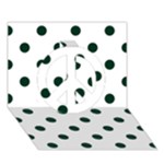 Polka Dots - Deep Green on White Peace Sign 3D Greeting Card (7x5)