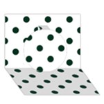 Polka Dots - Deep Green on White Circle 3D Greeting Card (7x5)