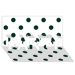 Polka Dots - Deep Green on White PARTY 3D Greeting Card (8x4)
