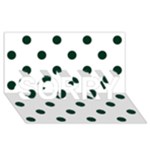 Polka Dots - Deep Green on White SORRY 3D Greeting Card (8x4)