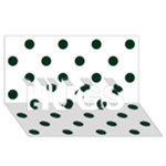 Polka Dots - Deep Green on White HUGS 3D Greeting Card (8x4)