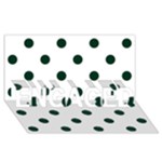 Polka Dots - Deep Green on White ENGAGED 3D Greeting Card (8x4)