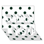 Polka Dots - Deep Green on White THANK YOU 3D Greeting Card (7x5)