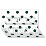 Polka Dots - Deep Green on White Merry Xmas 3D Greeting Card (8x4)