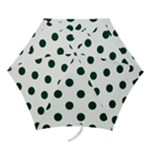 Polka Dots - Deep Green on White Mini Umbrella