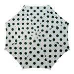 Polka Dots - Deep Green on White Golf Umbrella