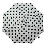 Polka Dots - Deep Green on White Hook Handle Umbrella (Large)