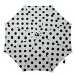 Polka Dots - Deep Green on White Hook Handle Umbrella (Small)
