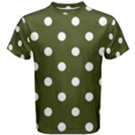 Polka Dots - White on Army Green Men s Cotton Tee