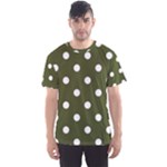 Polka Dots - White on Army Green Men s Sport Mesh Tee