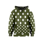 Polka Dots - White on Army Green Kid s Zipper Hoodie