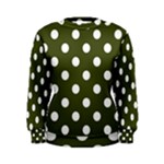 Polka Dots - White on Army Green Women s Sweatshirt