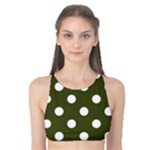 Polka Dots - White on Army Green Tank Bikini Top