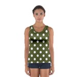 Polka Dots - White on Army Green Women s Sport Tank Top