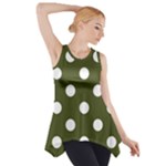 Polka Dots - White on Army Green Side Drop Tank Tunic