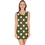 Polka Dots - White on Army Green Bodycon Dress