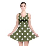 Polka Dots - White on Army Green Reversible Skater Dress